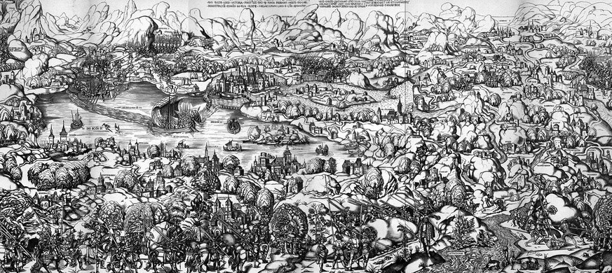 Was für ein Durcheinander! Darstellung des Schwabenkriegs von&nbsp;P.P.W um 1500.