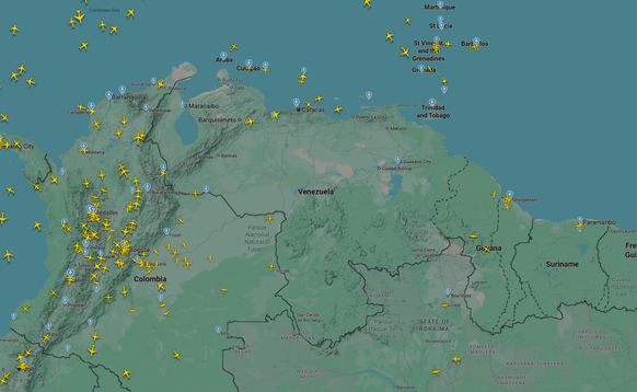 Der Luftraum über Venezuela, 29.11.2025. (cpf)