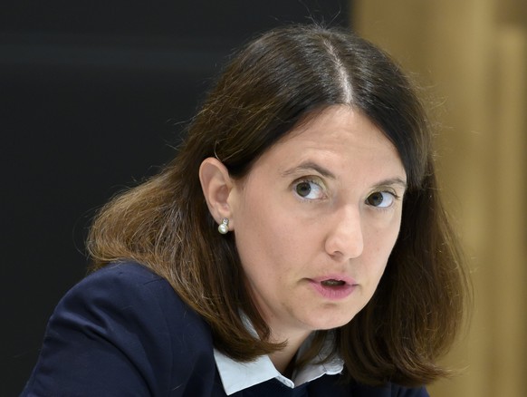 Nora Kronig, Leiterin Internationales BAG, spricht waehrend einem Point de presse des BAG zur aktuellen COVID-19-Lage, am Freitag, 9. Oktober 2020 in Liebefeld. (KEYSTONE/Anthony Anex)