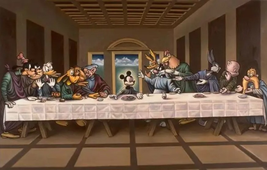 Das letzte Abendmahl, neu interpretiert bei Looney-Toons und Diseny