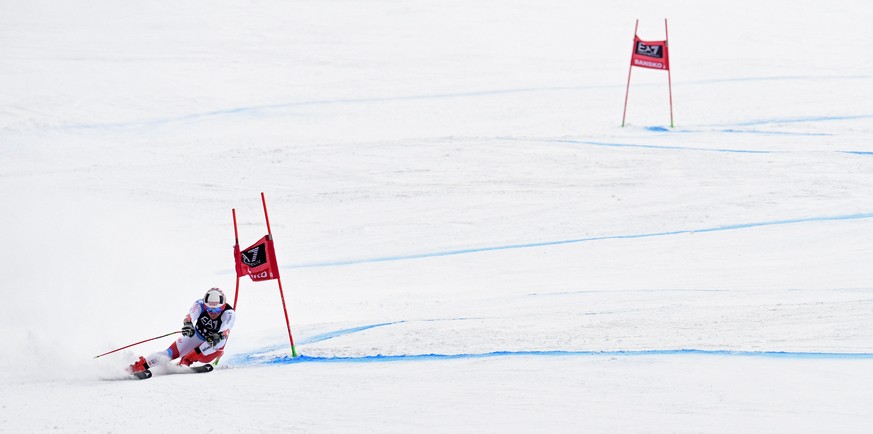 epa07386912 Mauro Caviezel of Switzerland in action during the men&#039;s Alpine Combined Super G race at the FIS Alpine Skiing World Cup in Bansko, Bulgaria, 22 February 2019. EPA/VASSIL DONEV