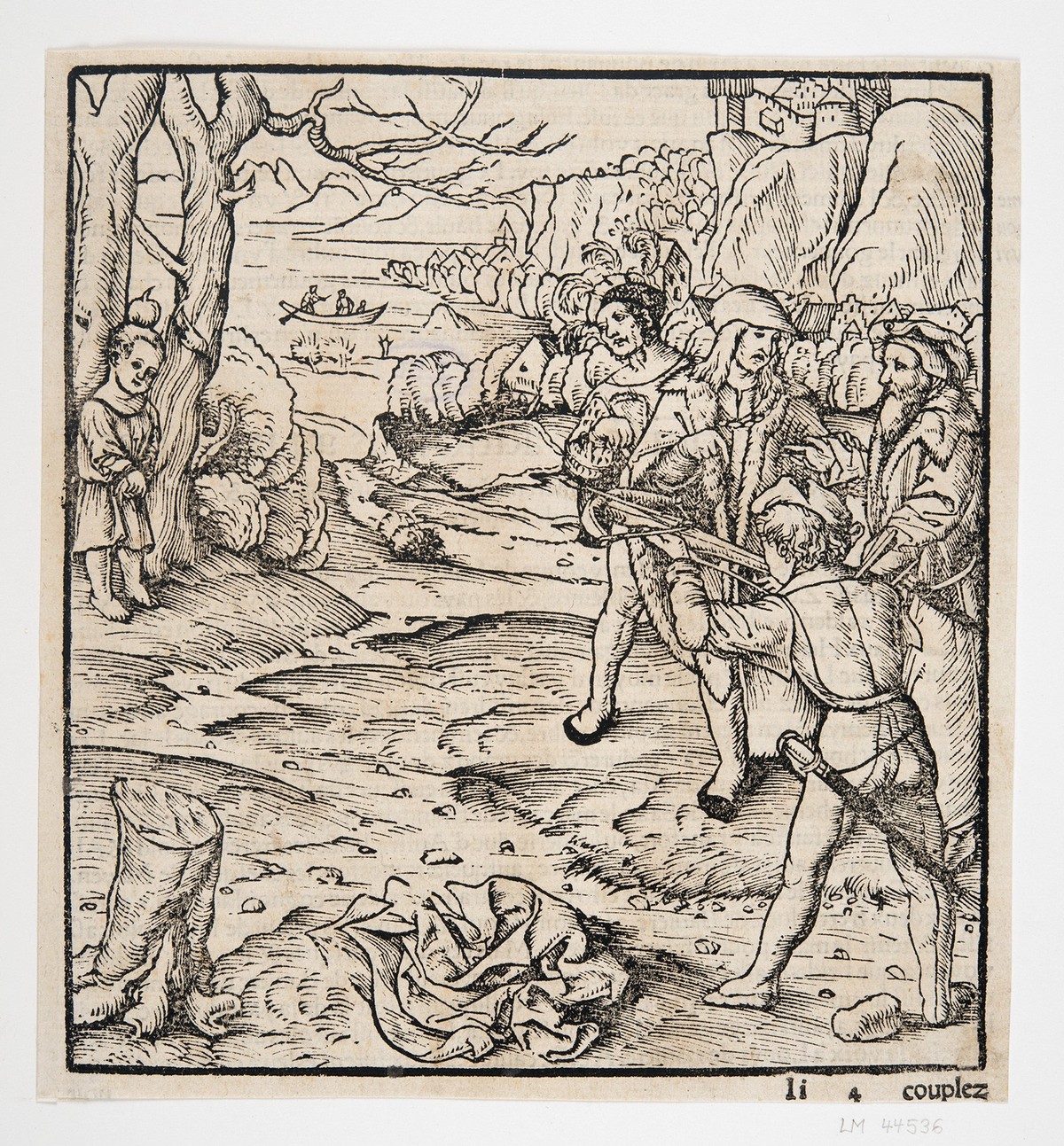 Première représentation gravée du tir sur la pomme, bois, 1507.