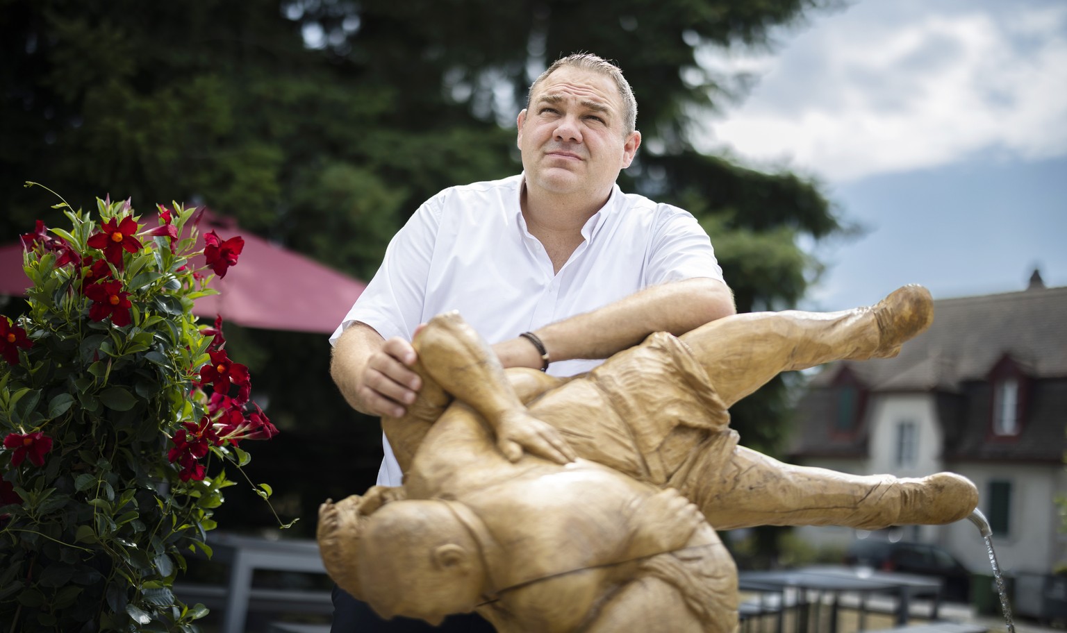 Stefan Strebel, Technischer Leiter des Eidgenoessischen Schwing- und Aelplerfests ESAF 2022 in Pratteln posiert fuer ein Portrait, aufgenommen am Freitag, 5. August 2022 in Lenzburg. (KEYSTONE/Michael ...