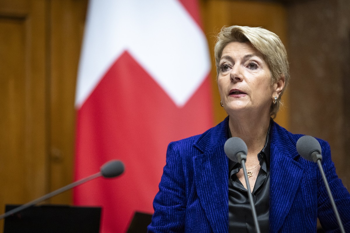 Bundesraetin Karin Keller-Sutter spricht an der Fruehjahrssession der Eidgenoessischen Raete, am Donnerstag, 5. Maerz 2026 im Nationalrat in Bern. (KEYSTONE/Andreas Becker)