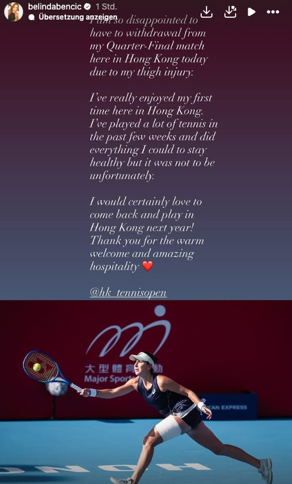 Diese Nachricht teilte Belinda Bencic mit ihren Fans.