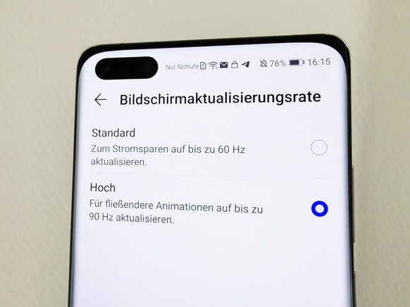 Huawei P40 Pro Bildwiederholungsfrequenz Hertz