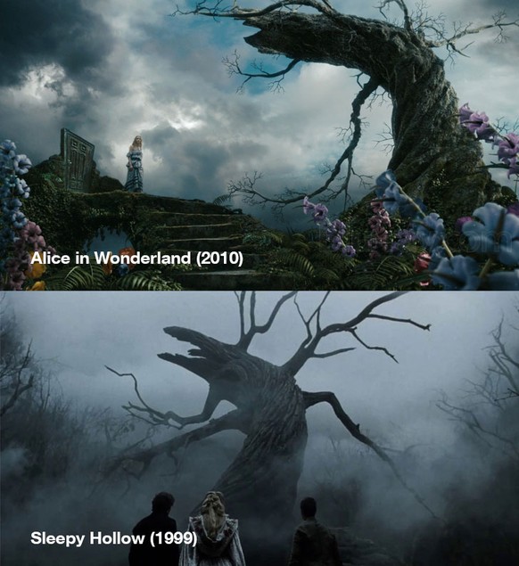 So trickst Hollywood â 22 krasse Special Effects im Vorher-Nachher-Vergleich
Manchmal werden auch BÃ¼hnenbilder rezykliert - hier ein Beispiel von Filmen des Regisseurs TIm Burton: