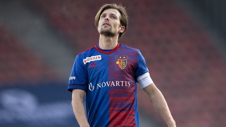 Basels Valentin Stocker reagiert im Fussball Meisterschaftsspiel der Super League zwischen dem FC Zuerich und dem FC Basel im Letzigrund, am Sonntag, 14. Februar 2021 in Zuerich. (KEYSTONE/Ennio Leanz ...