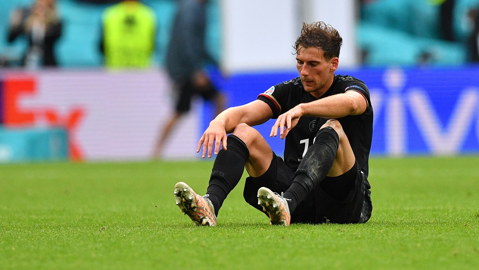 epa09311784 Leon Goretzka of Germany reacts after the UEFA EURO 2020 round of 16 soccer match between England and Germany in London, Britain, 29 June 2021. EPA/Justin Tallis / POOL (RESTRICTIONS: For  ...