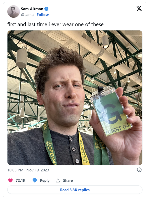 Am Sonntag glaubte Sam Altman noch an seine Rückkehr zu OpenAI.