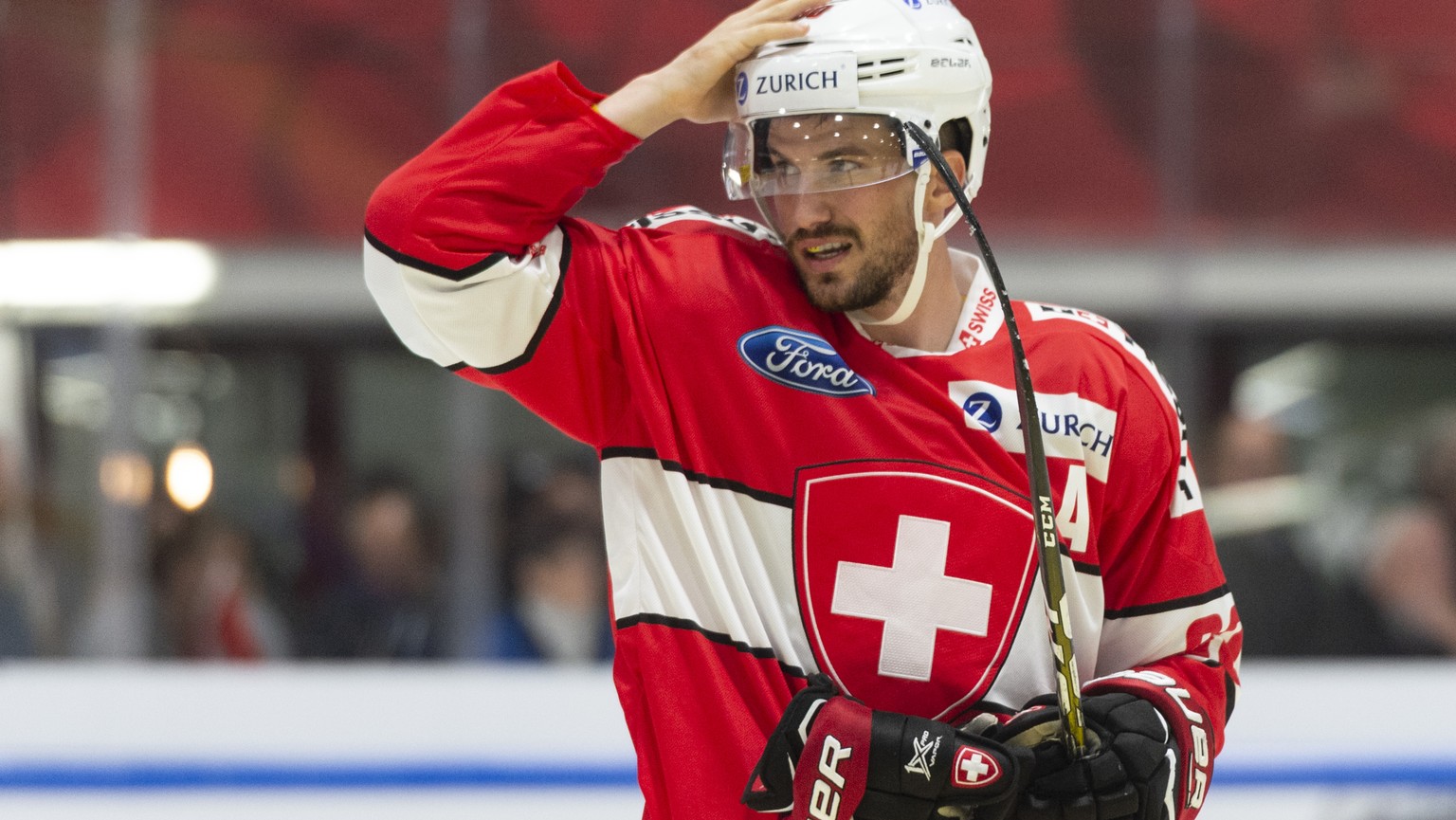 Switzerland&#039;s Roman Josi in action, during the friendly Ice Hockey match between Switzerland and Latvia in Weinfelden, Switzerland, Saturday, 04, May 2019. (KEYSTONE/Walter Bieri)