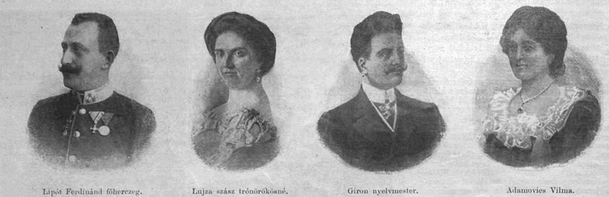 Dieses illustre Quartett flüchtete bei Nacht und Nebel von Zürich nach Genf. Von links: Leopold Ferdinand, Luise, André Giron und Wilhelmine Adamovic.
https://commons.wikimedia.org/wiki/File:Az_erk%C3 ...