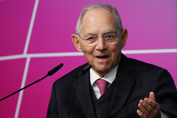 epa10408832 Former German Parliament ?Bundestag? president Wolfgang Schaeuble speaks during a festive event on the occasion of Wolfgang Schauble&#039;s 50th anniversary in parliament, in Berlin, Germa ...