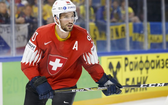 Switzerland&#039;s defender Roman Josi skates, during the IIHF 2018 World Championship preliminary round game between Switzerland and Sweden, at the Royal Arena, in Copenhagen, Denmark, Sunday, May 13 ...