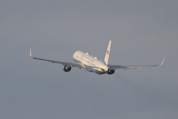 The Airplane Air Force Two of US Vice-President JD Vance is departure, at the Army Airport in Emmen, after the Lake Lucerne Summit at the Buergenstock resort in Obbuergen, near Lucerne, Switzerland, M ...