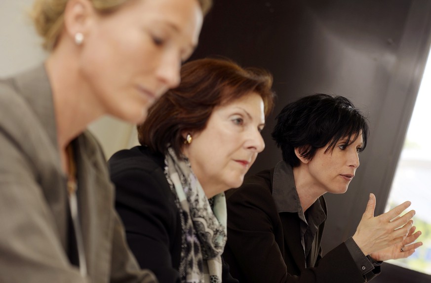 Wehren sich gegen haltlose Vorwürfe der Gripen-Befürworter: Die Aargauer Regierungsrätin Susanne Hochuli, Ständerätin Christine Egerszegi und Ständerätin Pascale Bruderer-Wyss an einer Medienkonferenz in Aarau.