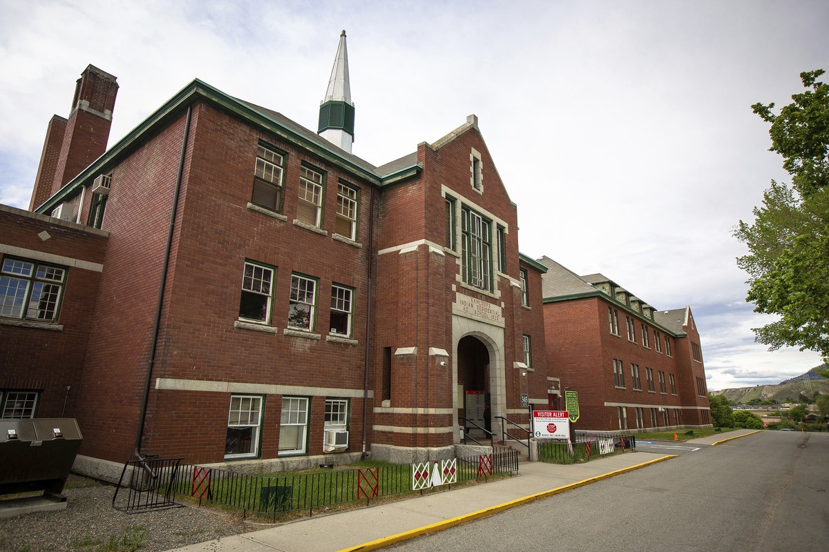 The former Kamloops Indian Residential School is seen on Tk'emlups te Secwépemc First Nation in Kamloops, British Columbia, Canada on Thursday, May 27, 2021. The remains of 215 children have been ...