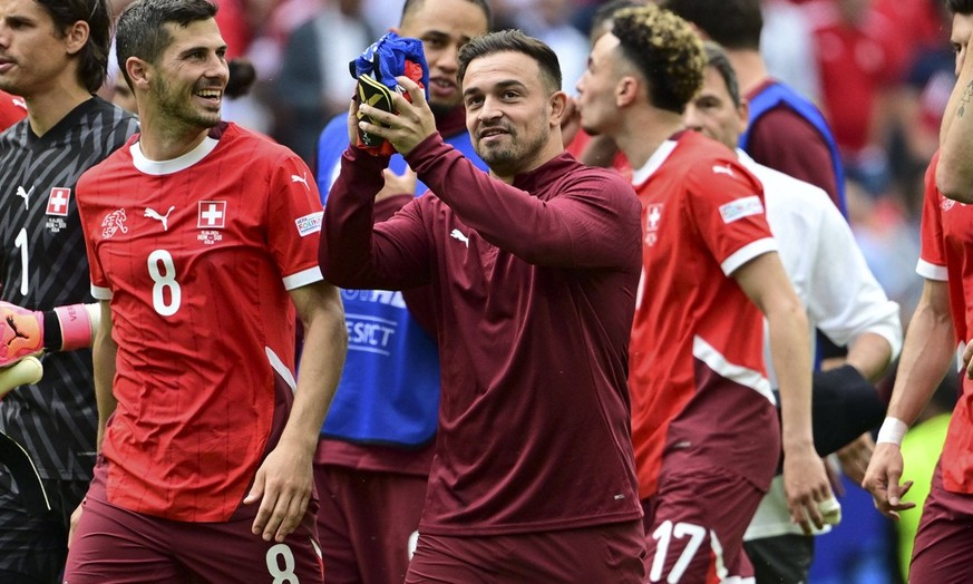 Xherdan Shaqiri 23 Schweiz jubelt, Ungarn vs. Schweiz, Fussball, UEFA EURO, EM, Europameisterschaft,Fussball 2024, Gruppenphase, 1. Spieltag, 15.06.2024 Koeln Nordrhein-Westfalen Deutschland *** Xherd ...