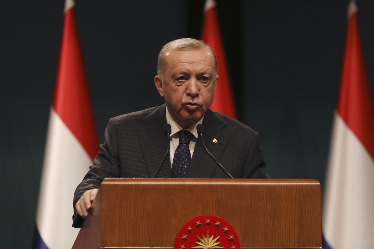 FILE - Turkish President Recep Tayyip Erdogan speaks during a press conference, in Ankara, Turkey, Tuesday, March 22, 2022. Erdogan has reiterated that Ukraine and Russia appear to be making progress  ...