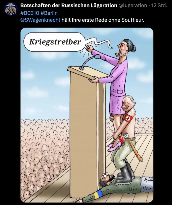 Karikatur zu Wagnknecht und Putin