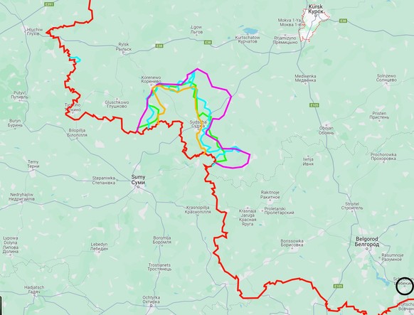 Schebekino (schwarzer Kreis) wurde von den Ukraine mit Drohnen und Artillerie angegriffen.