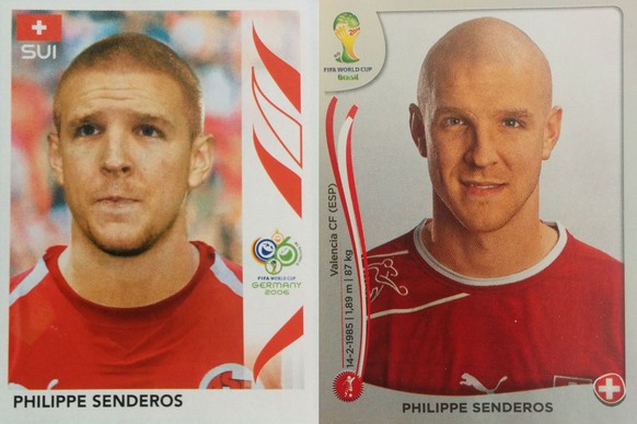 Philippe Senderos 2006 und 2014: Noch weniger Haare und neu ist die Narbe über dem rechten Auge aus dem WM-Spiel gegen Südkorea 2006.