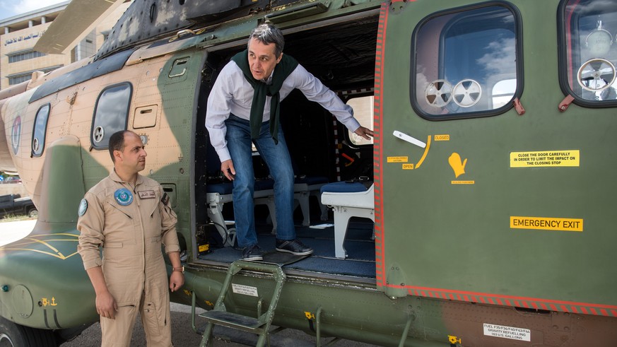 Swiss Federal Councillor Ignazio Cassis on the way towards the UNESCO World Heritage Centre Petra in Amman, Jordan, on Monday, May 14, 2018. Cassis is on a three day visit to Jordan. (KEYSTONE/Ti-Pres ...