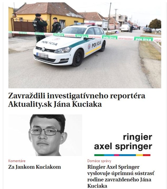 So berichtet Kuciaks Arbeitgeber aktuality.sk über den Mord.