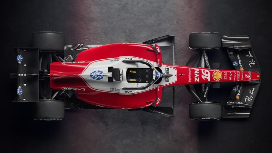 epa12674250 A handout photo made available by Scuderia Ferrari Press Office, of the new Ferrari F1 car, the SF26, which will be driven by Lewis Hamilton and Charles Leclerc in the upcominh season, in  ...