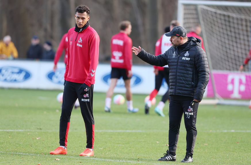 Davie Selke (links) mit seinem neuen Coach Steffen Baumgart (rechts).