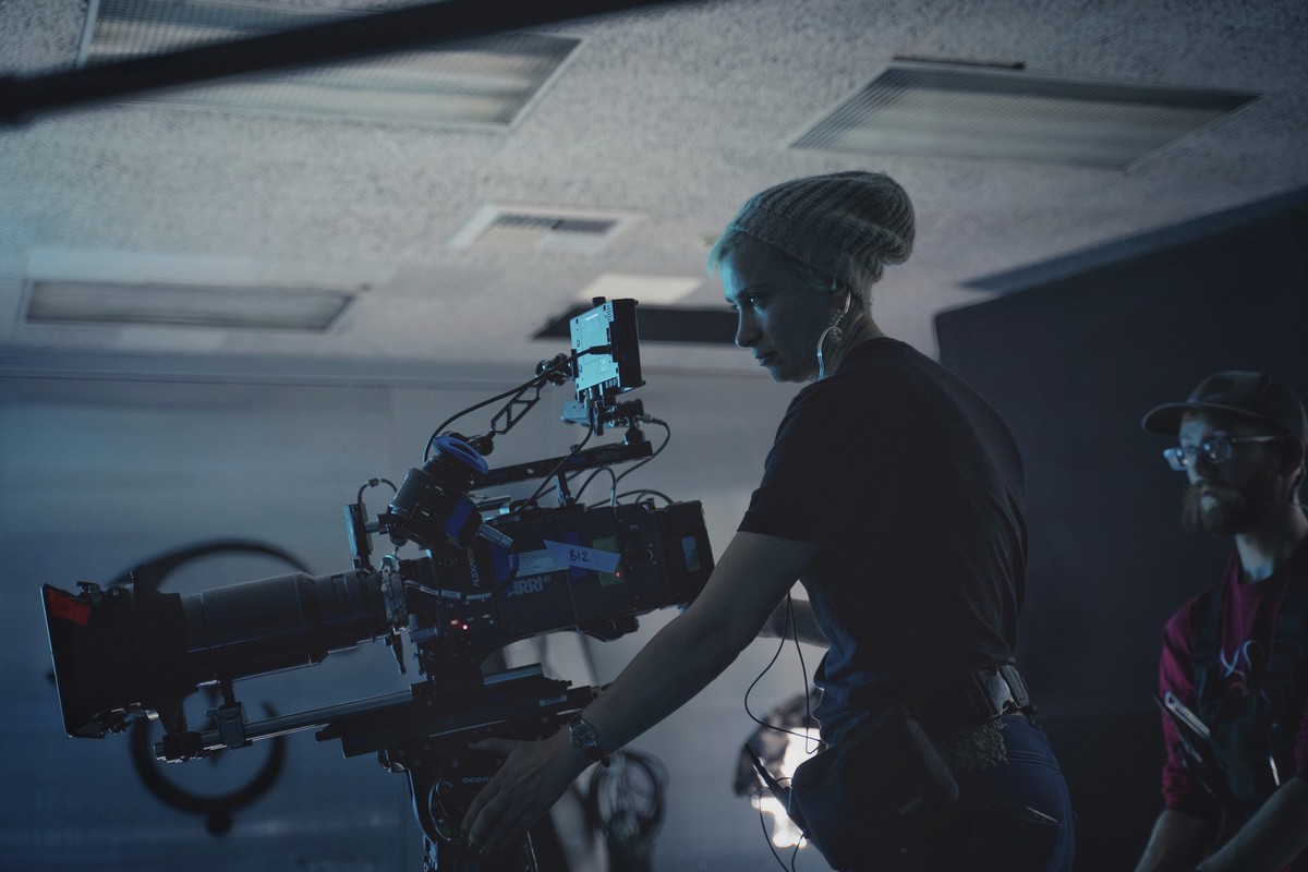 This photo provided by Jack Caswell shows director of photography Halyna Hutchins on the set of "Archenemy" on Dec. 17, 2019, in Los Angeles. Hutchins was fatally shot by Alec Baldwin Thursd ...
