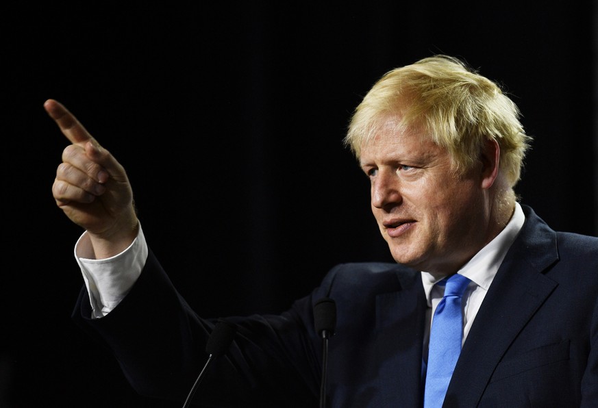 epa07798883 (FILE) - Britain&#039;s Prime Minister Boris Johnson speaks at a press conference at the G7 summit in Biarritz, France, 26 August 2019 (reissued 28 August 2019). According to reports, Brit ...