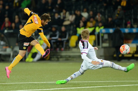 Bern, 23.9.2015, Fussball Super League BSC Young Boys - FC Basel. YBs Miralem Suljemani (Nr. 7) trifft zum 2:1. (Daniel Teuscher/EQ Images)