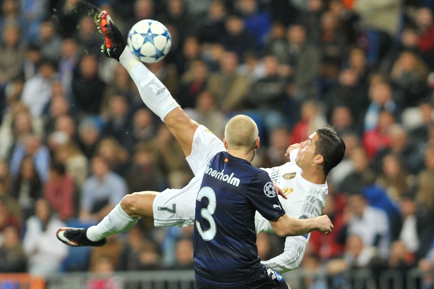 Staunen und lernen: Malmös Defensive bleibt bei Cristiano Ronaldos Schaulaufen nur die Zuschauerrolle.&nbsp;