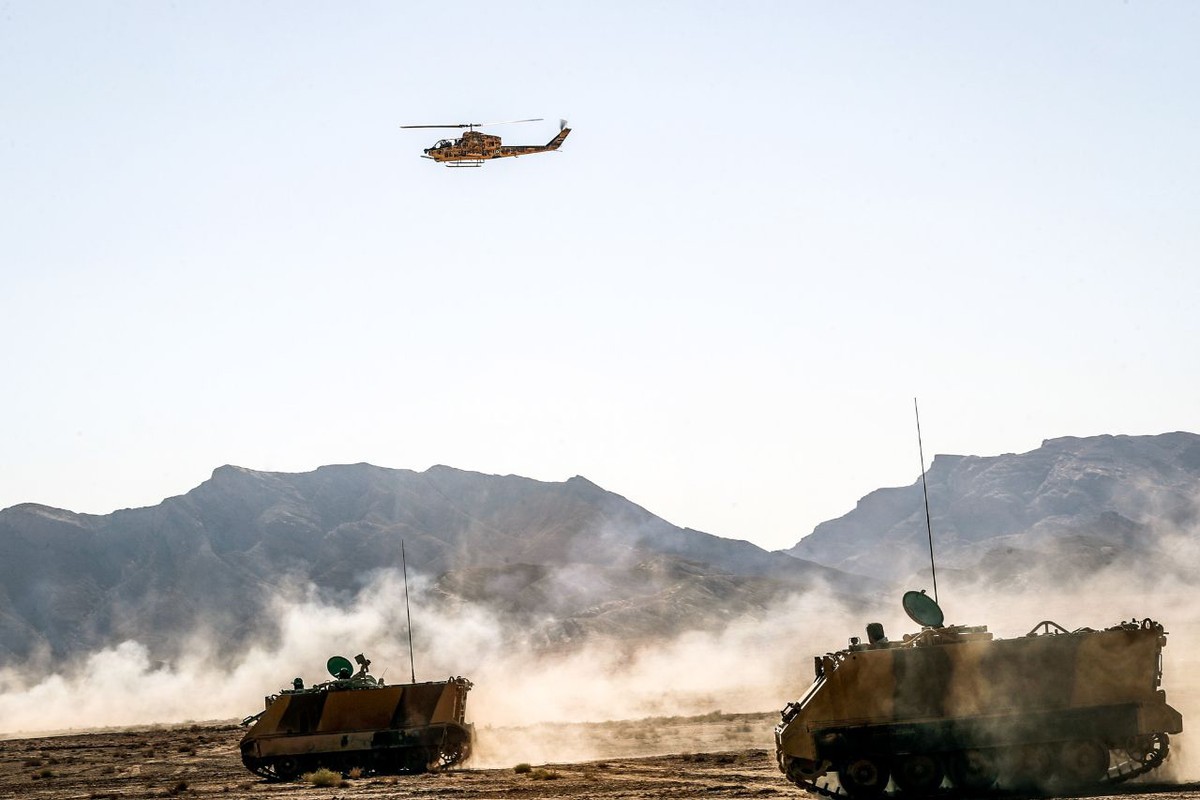 This picture released by the official website of the Iranian Army on Thursday, Sept. 8, 2022, showing a ground forces maneuver in central Iran. (Iranian Army via AP)