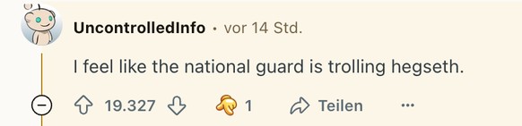 Reddit-User mokieren sich über die Nationalgardisten in Chicago. 8. September 2025. reuters