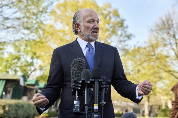 Commerce Secretary Howard Lutnick speaks to reporters outside the West Wing of the White House, Wednesday, April 9, 2025, in Washington. (AP Photo/Jacquelyn Martin)
Howard Lutnick