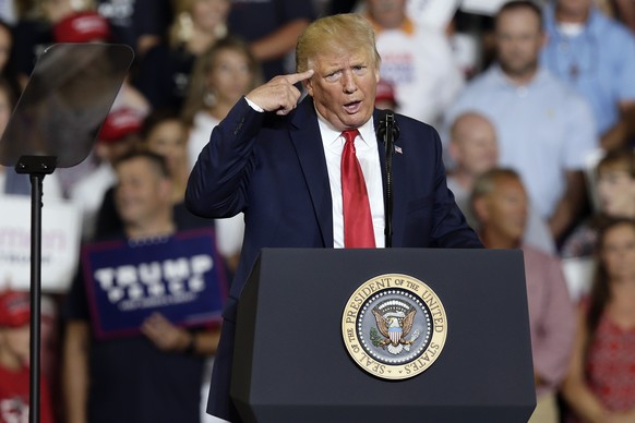 President Donald Trump speaks at a campaign rally in Greenville, N.C., Wednesday, July 17, 2019. (AP Photo/Gerry Broome)
Donald Trump