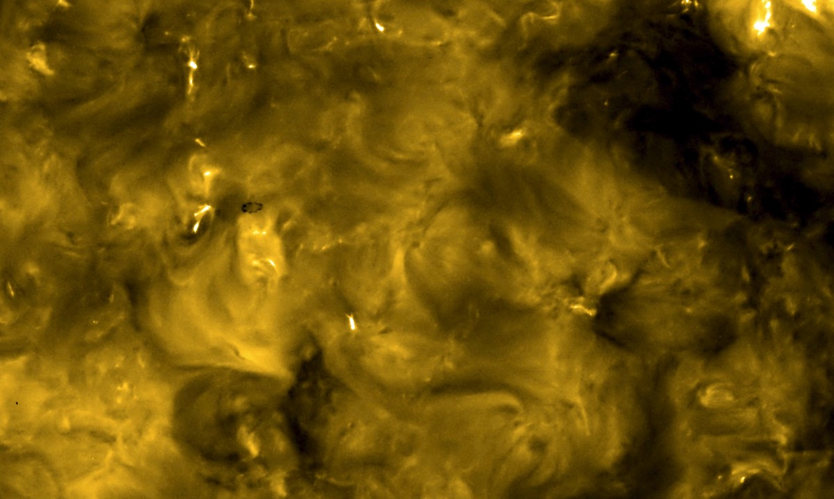 This image, provided by the European Space Agency (ESA) on Thursday, July 16, 2020, shows the Sun. The Extreme Ultraviolet Imager (EUI) on ESA's Solar Orbiter spacecraft took this image on 30 May ...