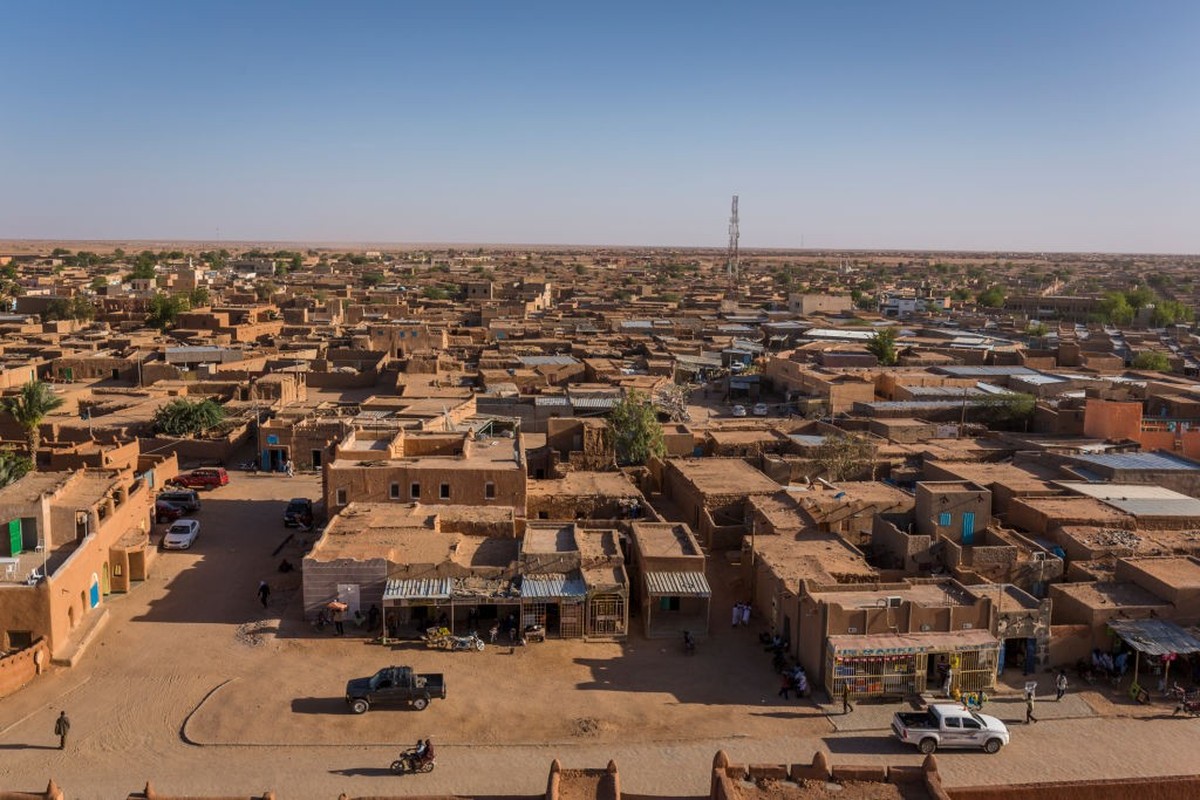 Elevated view of central, "old" town of Agadez, Niger. (Photo by Christopher Pillitz/Getty Images)