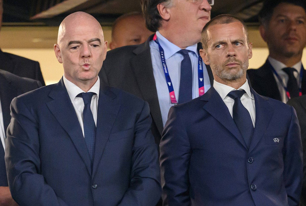 07 Aug - FIFA President Gianni Infantino and UEFA President Aleksander Ceferin 07 Aug 2026 - FIFA President Gianni Infantino and UEFA President Aleksander Ceferin. *** FILE PHOTO *** FIFA President Gi ...