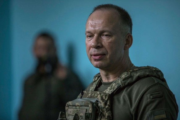 DONETSK OBLAST, UKRAINE - JULY 2: Oleksandr Syrskyi, the commander of the Ukrainian Ground Forces, awards Ukrainian fighters of the 10th Mountain Assault Brigade “Edelweiss” in the Soledar direction o ...