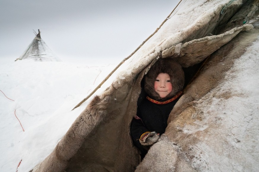 The Nenets' way of life during winter mainly consists of staying in their traditional tent, the Chum.  The tent is constructed from a conical frame of long poles and is covered with a double-layer...
