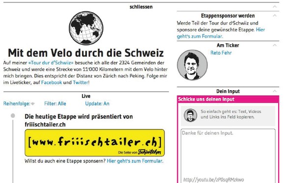Der Etappensponsor im Beispiel von friiischtailer.ch.