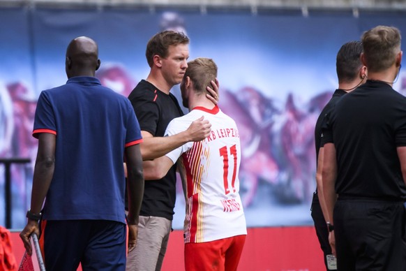 Fussball 1.Bundesliga, RB Leipzig - Borussia Dortmund 20.06.2020, xkvx, Fussball 1.Bundesliga, RB Leipzig - Borussia Dortmund emspor, v.l. Trainer Julian Nagelsmann RB Leipzig, Timo Werner RB Leipzig  ...