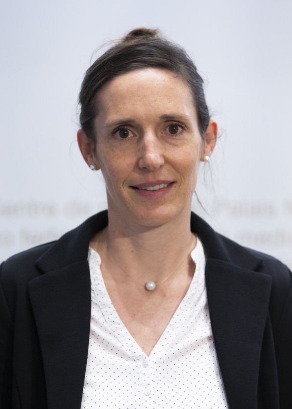 Tanja Stadler, Praesidentin der Nationalen Covid-19 Science Task Force, posiert nach einer Medienkonferenz, am Dienstag, 17. August 2021 in Bern. (KEYSTONE/Peter Klaunzer)