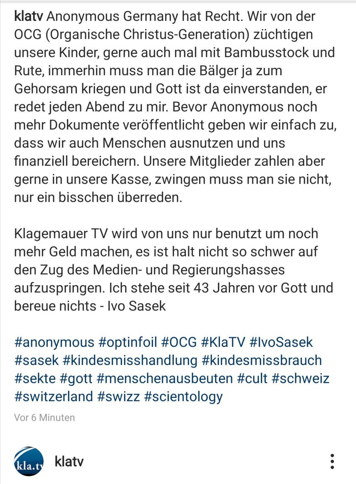 Ivo Sasek vs. Anonymous