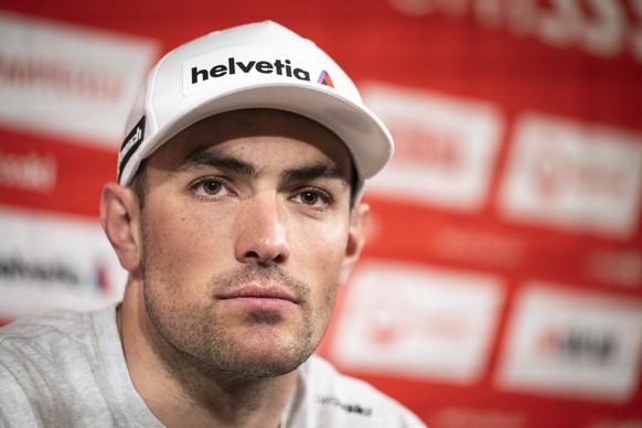 Daniel Yule am Medientreffen von Swiss Ski vor der Weltcup-Saison 2025/2026 in THE HALL, am Mittwoch, 1. Oktober 2025 in Duebendorf. (KEYSTONE/Andreas Becker)