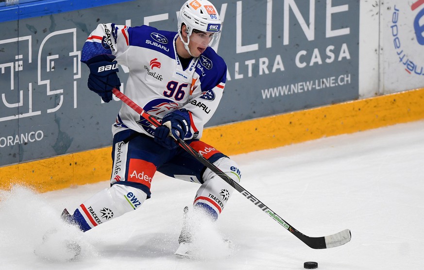 ZSC&#039;s player Tim Berni, during the preliminary round game of National League A (NLA) Swiss Championship 2020/21 between HC Lugano against ZSC Lions, at the Corner Arena stadium in Lugano, Thursda ...
