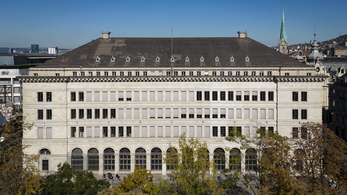 The facade of the Swiss National Bank (SNB) in Zurich, Switzerland, on Thursday, September 22, 2022. (KEYSTONE/Michael Buholzer).